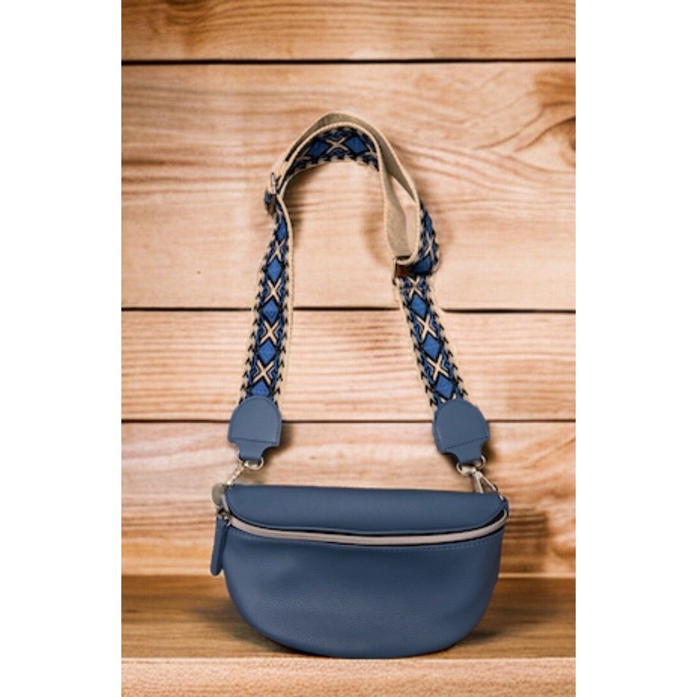 New Ladies BlueCrossbody Purse With Adjustable Aztec Strap